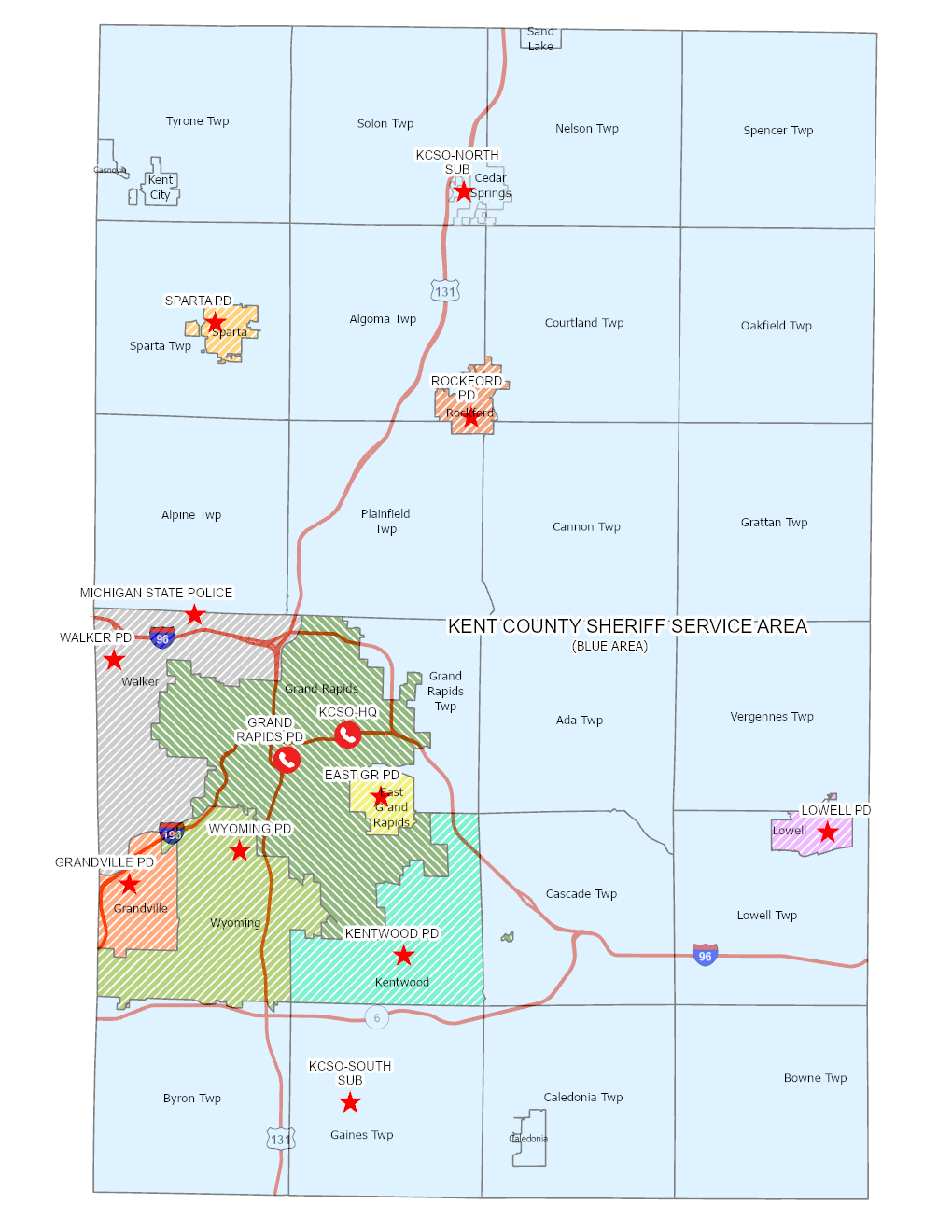 Map of Kent County Police Jurisdictions